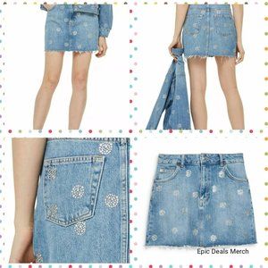 TOPSHOP Gem High Waist Jean Denim Skirt Sz 6 NWOT